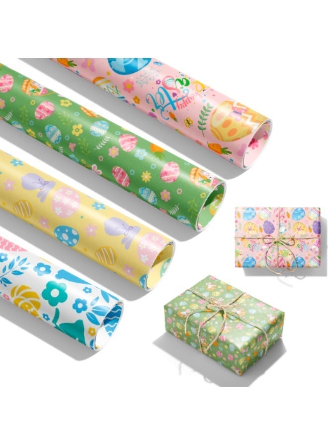 Easter Wrapping Paper, 4pcs Easter Gift Wrapping Paper Easter Bunny Gift Wrapping Paper Easter Wrapping Paper Sheets for Easter Party Decorations Easter Day Decorations - view 5