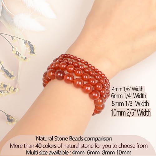 LPBeads Handmade Natural Gemstone Stretch Elastic 6m Carnelian Bracelet Healing Crystal Round Stone Beads Jewelry Gifts for Women Men - Image 5