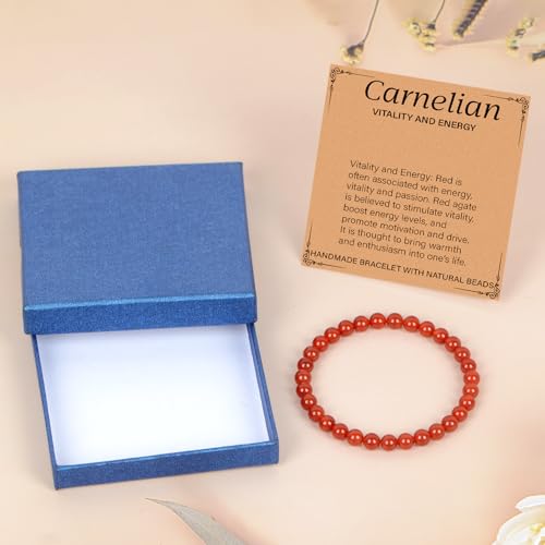 LPBeads Handmade Natural Gemstone Stretch Elastic 6m Carnelian Bracelet Healing Crystal Round Stone Beads Jewelry Gifts for Women Men - Image 2