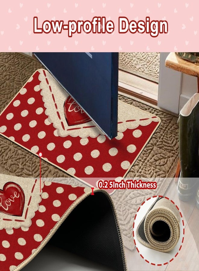 Baccessor Valentines Day Door Mat Love Heart Envelope Polka Dots Red Decorative Outdoor Mat Non Slip Rubber Backing for Entrance Seasonal Outside Indoor Front Kitchen Decortion 17 x 29 Inch - Image 4