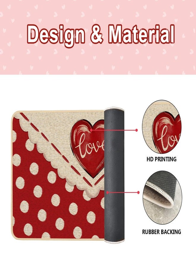 Baccessor Valentines Day Door Mat Love Heart Envelope Polka Dots Red Decorative Outdoor Mat Non Slip Rubber Backing for Entrance Seasonal Outside Indoor Front Kitchen Decortion 17 x 29 Inch - Image 5