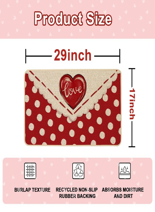 Baccessor Valentines Day Door Mat Love Heart Envelope Polka Dots Red Decorative Outdoor Mat Non Slip Rubber Backing for Entrance Seasonal Outside Indoor Front Kitchen Decortion 17 x 29 Inch - Image 3