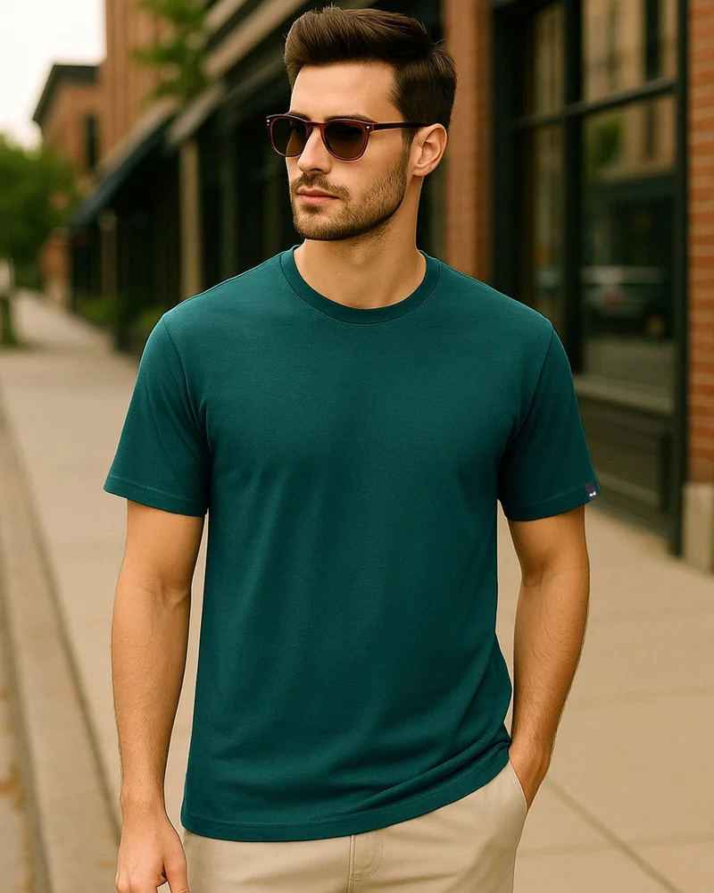 bewakoof Men's Dark Sea Green T-shirt