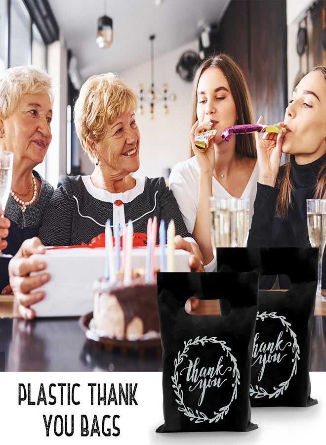 TOSPARTY أكياس هدايا بلاستيكية سوداء من TOSPARTY، 100 قطعة، مناسبة لحفلات أعياد الميلاد وحفلات الزفاف وأعياد الميلاد وحفلات التقاعد. - Image 3