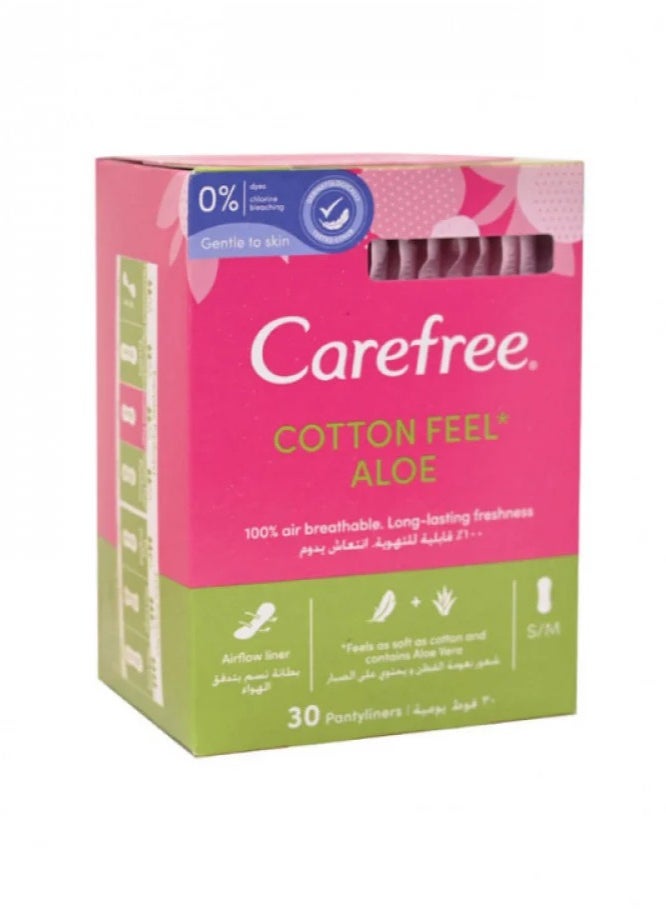 Carefree - Daily Panty Liners Long Lasting Freshness Cotton with Aloe Vera 30 Pantyliner - Image 1