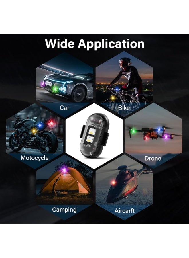 Wireless LED Lights for Car 4PCS with Remote Control, Wireless LED Strobe Lights 7 Colors USB Charge IP65 Waterproof Anti-Collision for Car Motorcycle Drone RC Aircraft Bike (4) - Image 4