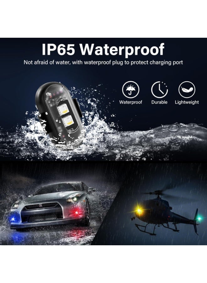 Wireless LED Lights for Car 4PCS with Remote Control, Wireless LED Strobe Lights 7 Colors USB Charge IP65 Waterproof Anti-Collision for Car Motorcycle Drone RC Aircraft Bike (4) - Image 5