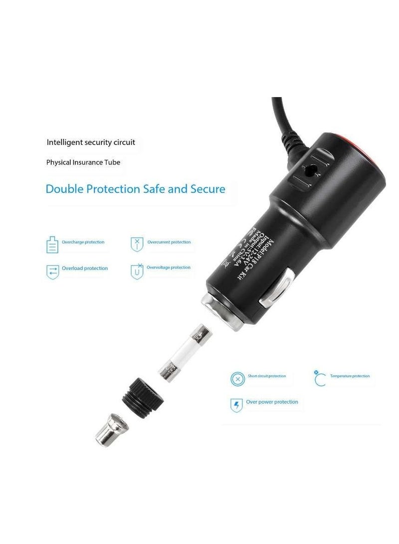 Quick Charge Car Charger,  Car Charger 3 in 1 Fast Charging Cord for iPhone  Samsung  , iPad,for Most Cars (Black) - Image 3