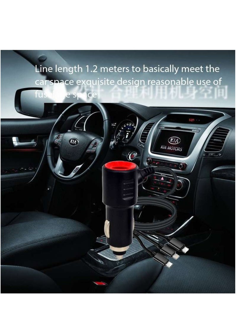 Quick Charge Car Charger,  Car Charger 3 in 1 Fast Charging Cord for iPhone  Samsung  , iPad,for Most Cars (Black) - Image 2