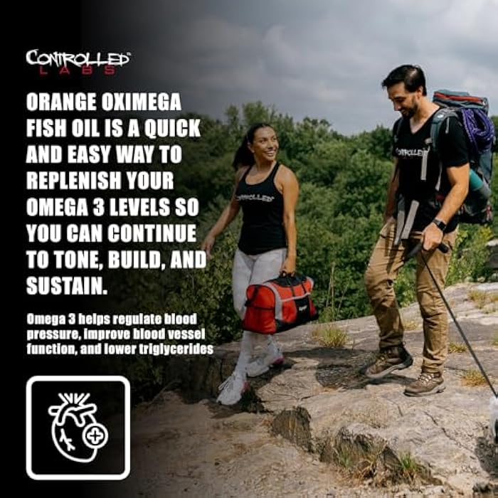 CONTROLLED LABS Orange Oximega Fish Oil Supplement 120 Softgels, EPA and DHA, 2000mg Omega- 3 Fatty Acids, Citrus-Flavor, Burpless Softgels - Image 2