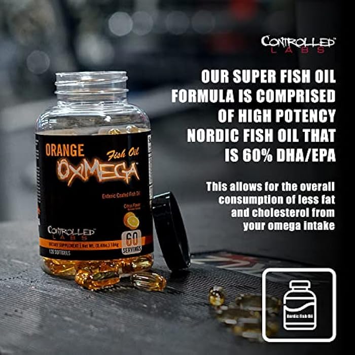 CONTROLLED LABS Orange Oximega Fish Oil Supplement 120 Softgels, EPA and DHA, 2000mg Omega- 3 Fatty Acids, Citrus-Flavor, Burpless Softgels - Image 5