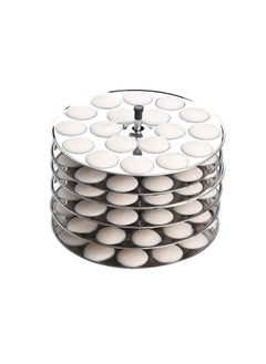 AadiVeer AadiVeer Premium Stainless Steel 6 Mini Idli Plates Mini Idli Stand Mini Idli Maker 108 Idlies With Stand Silver 