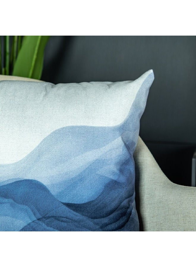 Belchior Velveteen Wave Design Decorative Cushion Blue and White 43 x 43 cm 475799 - Image 3