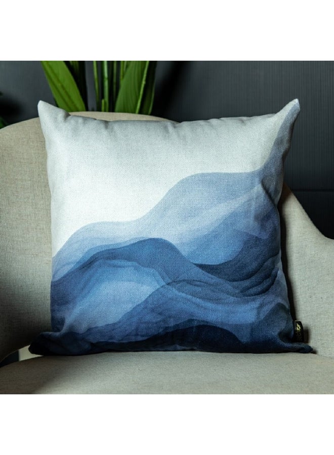 Belchior Velveteen Wave Design Decorative Cushion Blue and White 43 x 43 cm 475799 - Image 2