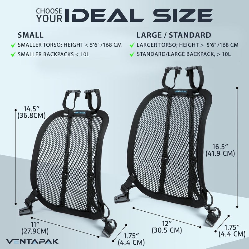 VentaPak Store Lightweight Ventilation Backpack Spacer - Smaller Support Ventilation Frame for Hiking & Biking Backpacks Small Size 5'6" Torso or Under, Airflow & Reduced Sweat - Image 5