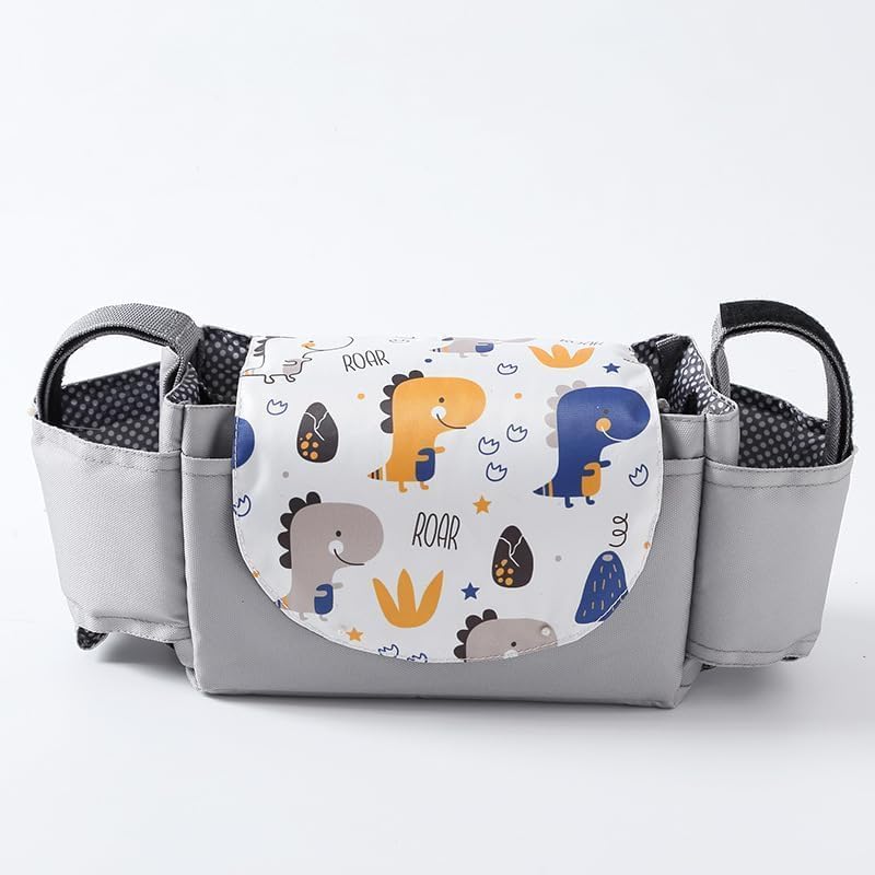Parlberd Stroller Organizer Bag with Insulated Bottle Holders - Large Hanging Diaper Bag with Multiple Pockets, Cute Pattern, Large Capacity Water-Resistant Polyester Fabric for Baby - Image 2