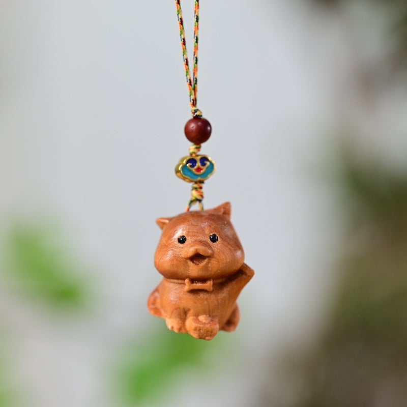 Thuja Zodiac Chinese Hundred Rosewood Car Keychain Cute Bag Mobile Phone Pendant Gift Pendant - Image 1