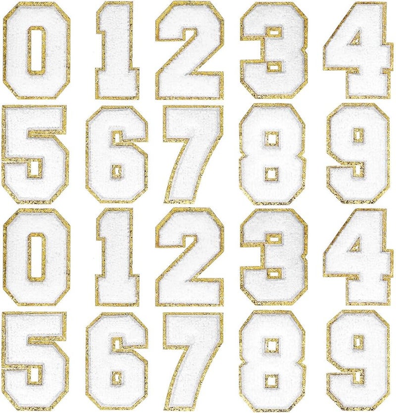 Iron Number Patches Embroidered Applique 20pcs White Towel Stitch DIY Repair - Image 2