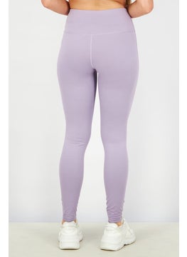 Tchibo Women Sportswear Fit Plain Training Leggings, Lilac  - Image 3