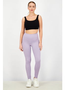 Tchibo Women Sportswear Fit Plain Training Leggings, Lilac  - Image 4