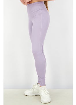 Tchibo Women Sportswear Fit Plain Training Leggings, Lilac  - Image 2