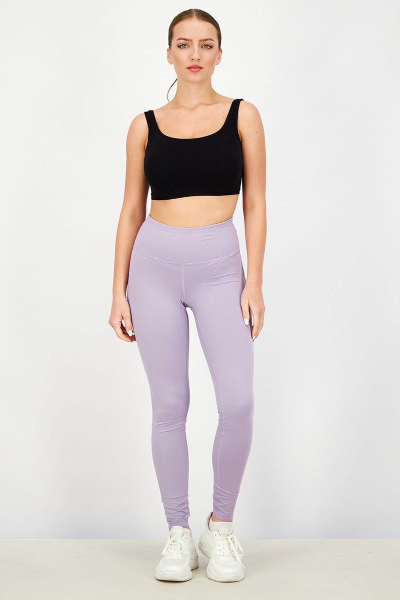 Tchibo Women Sportswear Fit Plain Training Leggings, Lilac - Image 4