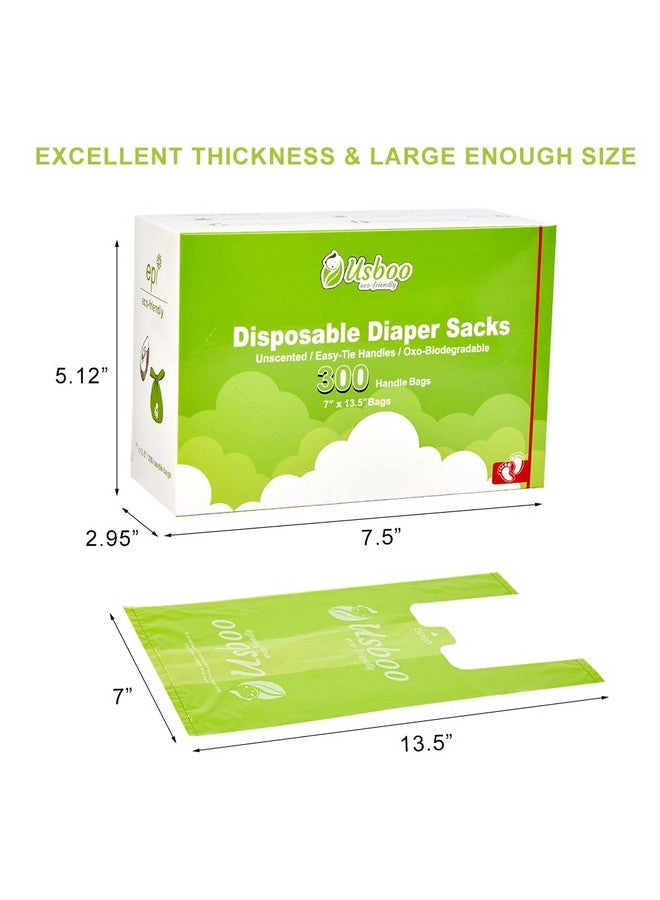 USBOO Baby Disposable Diaper Bags,300 Count Oxo-Biodegradable Diaper Sacks,Easy-Tie Handles,Diaper Disposal or Pet Waste Bags, Unscented - Image 3