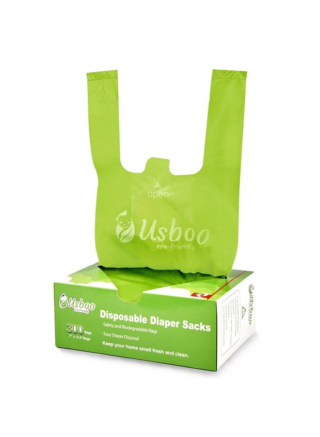 USBOO Baby Disposable Diaper Bags,300 Count Oxo-Biodegradable Diaper Sacks,Easy-Tie Handles,Diaper Disposal or Pet Waste Bags, Unscented - Image 1