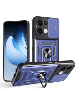 Generic Case Cover Shockproof Protective Case with Camera Protection and Metal Ring Compatible with  Oppo Reno 13 5G (Blue) 