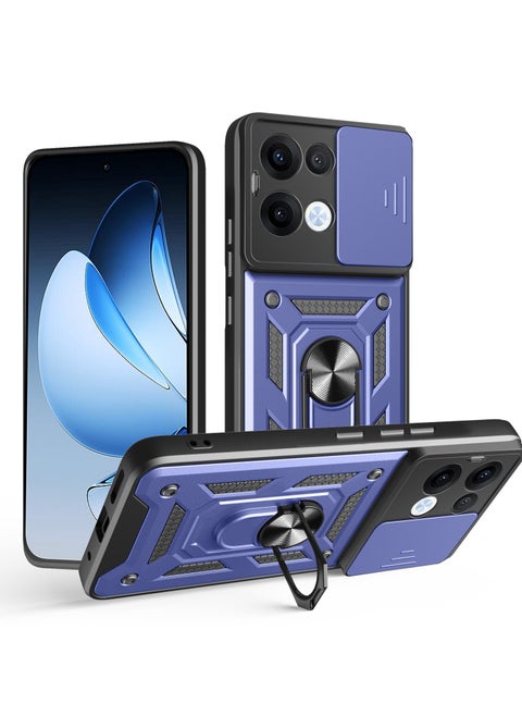 Case Cover Shockproof Protective Case with Camera Protection and Metal Ring Compatible with  Oppo Reno 13 5G (Blue)