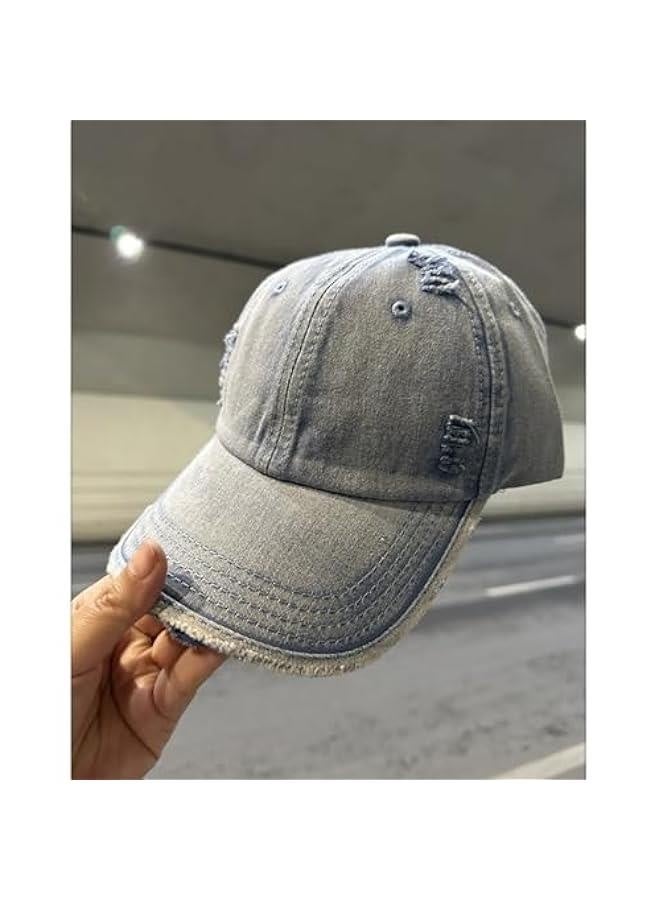 Washed Distressed Vintage Baseball Cap Unconstructed Cotton Dad Hat Trendy Trucker Hat for Womens Mens Headwear - Image 2