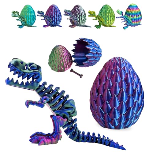 utosday Easter Eggs Filled with Dinosaur Toys 3D Printed Animals Mystery Crystal Dragon Egg with Articulated Tyrannosaurus Rex Easter Basket Stuffers Fidget Toy for Adults Kids - Image 1