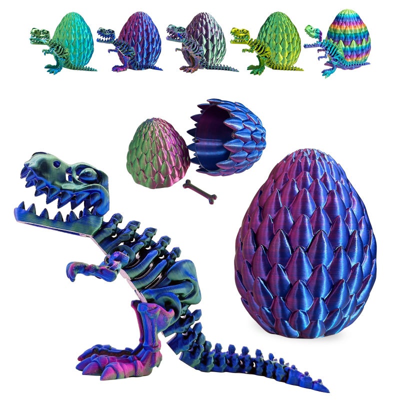 utosday Easter Eggs Filled with Dinosaur Toys 3D Printed Animals Mystery Crystal Dragon Egg with Articulated Tyrannosaurus Rex Easter Basket Stuffers Fidget Toy for Adults Kids - Image 2