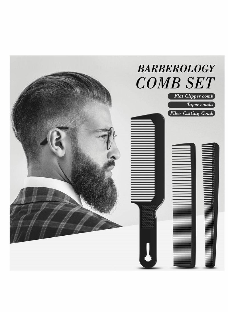 SYOSI 3 Pieces Barberology Comb Set Clipper Flattop Barber Comb Taper Combs and Heat-Resistant Fiber Cutting Comb for Men Women for Clipper-cuts and Flattops (Black) - Image 2