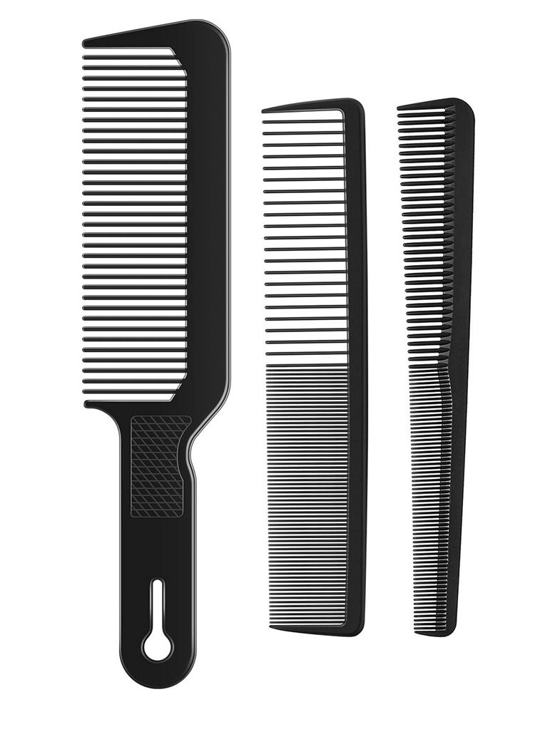 SYOSI 3 Pieces Barberology Comb Set Clipper Flattop Barber Comb Taper Combs and Heat-Resistant Fiber Cutting Comb for Men Women for Clipper-cuts and Flattops (Black) - Image 1