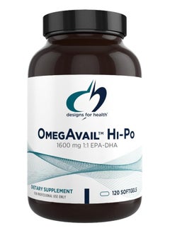 designs for health OmegAvail Hi-Po - TG (Triglyceride) Omega-3 Fish Oil Supplement, 1500mg EPA/DHA per Serving with Lemon + Vitamin E to Minimize Fishy Taste (120 Softgels)  - Image 1