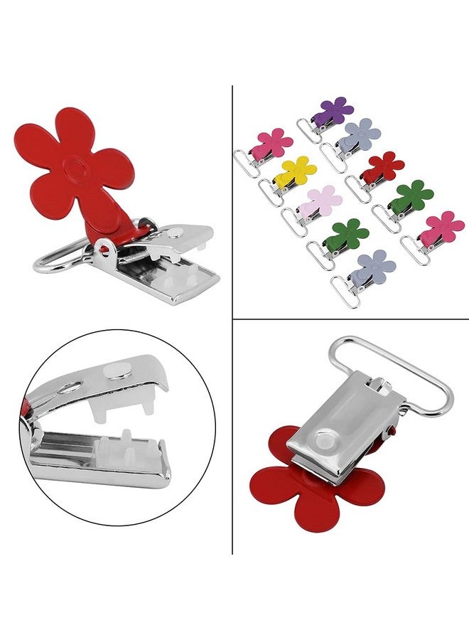 Hilitand Hilitand Mini Plum Shape Suspender Clips, Mixed Color Suspender Snaps, DIY Clothes Accessories, for Making Pacifier Holders Bib Clips - Image 4
