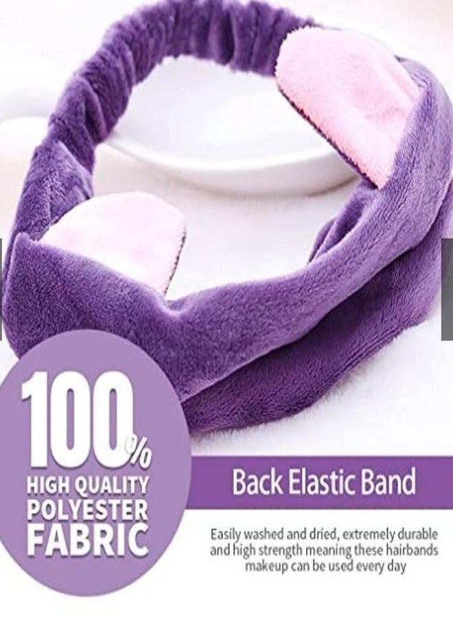 Gugzy Cat Ear Make Up Face Washing Shower Mask Hairband Snood Headband (Purple) - Image 3