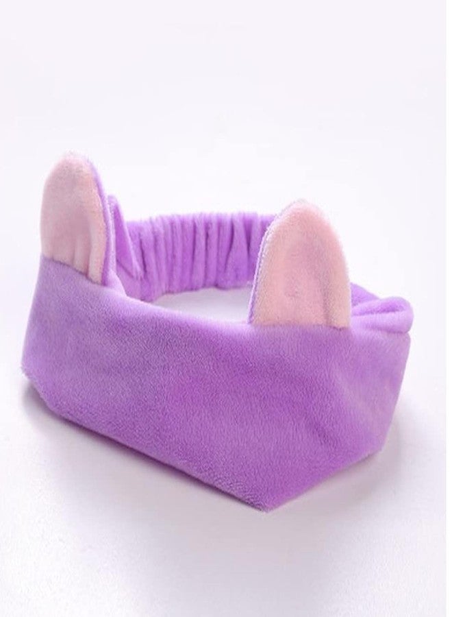 Gugzy Cat Ear Make Up Face Washing Shower Mask Hairband Snood Headband (Purple) - Image 2