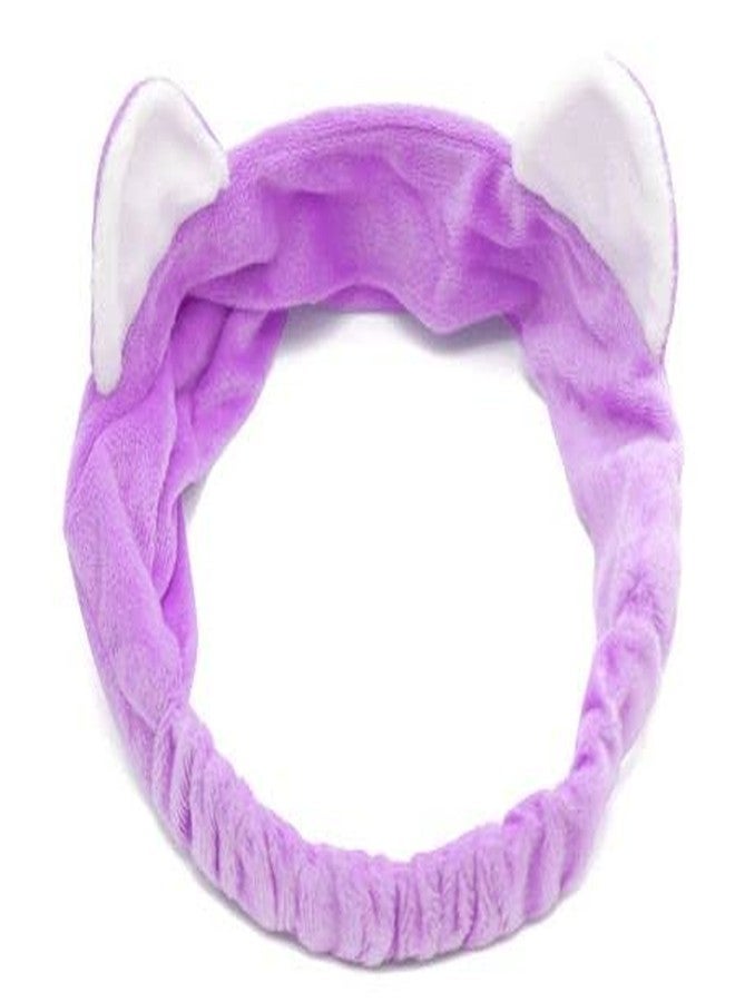 Gugzy Cat Ear Make Up Face Washing Shower Mask Hairband Snood Headband (Purple) - Image 1