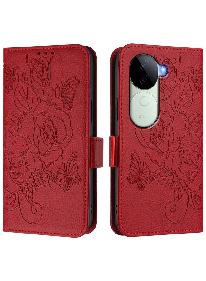 erorex Case For vivo iQOO Z9s 5G / V40e 5G India Embossed Rose RFID Anti-theft Leather Phone Case - Image 2