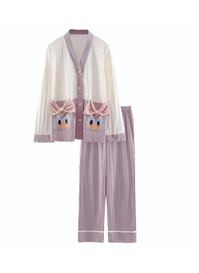 NIBEMINENT Couple Pajamas Set Long Sleeves Sleepwear for Men and Women Cute Plus Size Loungewear Spring Autumn Home Clothes Gift Boyfriend Girlfriend Husband Wife  - Image 1