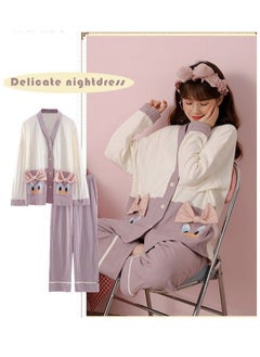NIBEMINENT Couple Pajamas Set Long Sleeves Sleepwear for Men and Women Cute Plus Size Loungewear Spring Autumn Home Clothes Gift Boyfriend Girlfriend Husband Wife  - Image 4