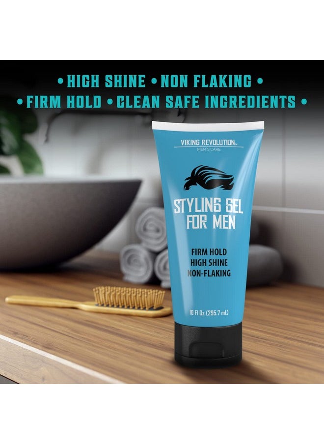 Viking Revolution Hair Gel for Men Strong Hold - Mens Hair Gel Extra Strength - Styling Gel for Hair Clear Hair Gel - Firm Hold Gel Hair High Shine Non-Flaking Curly Hair Gel (10oz)  - Image 2