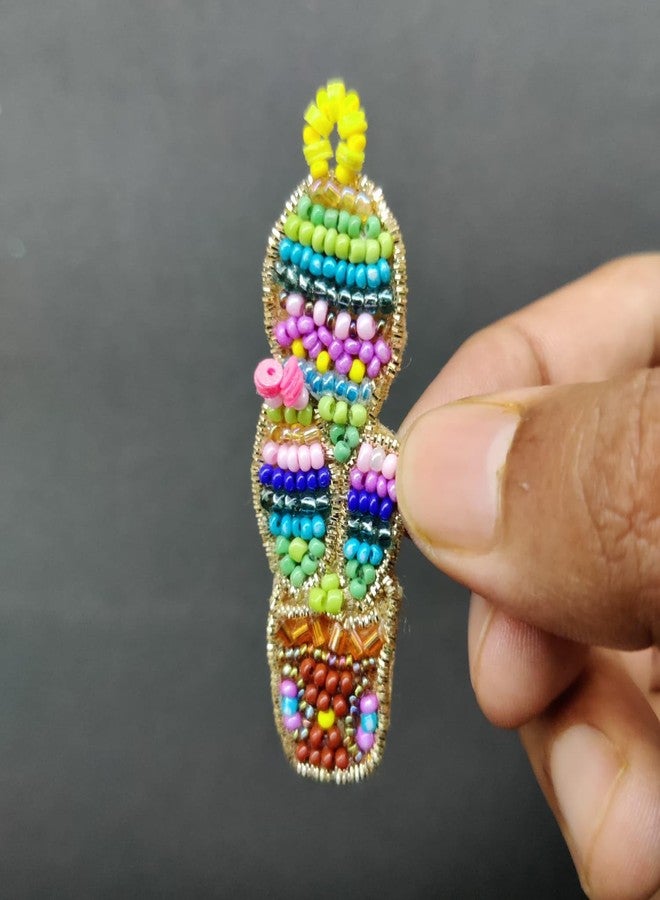 Abeo Handmade Beaded Cactus Brooch, Multicolour, 5-6.5 cm, Traditional Embroidered Design for Sarees and Accessories - Image 5
