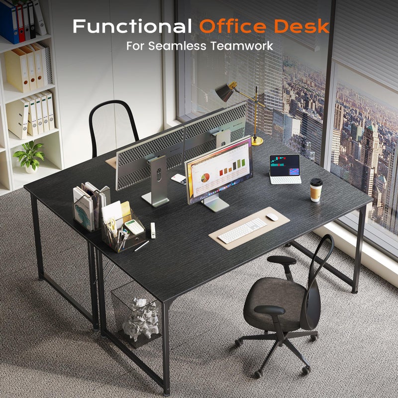 PRAISUN 47 X 24 Inch Computer Desk with Deeper Desktop, Gaming Office Writing Work Desk for Home Office, Study, Bedroom, Work from Home, Metal Frame, Black - Image 2