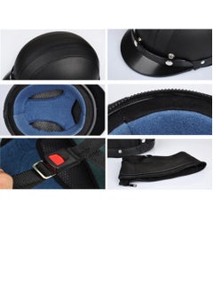 Generic Motorcycle Scooter Open Face Half Leather Helmet with Visor UV Goggles Retro Vintage Style  - Image 5