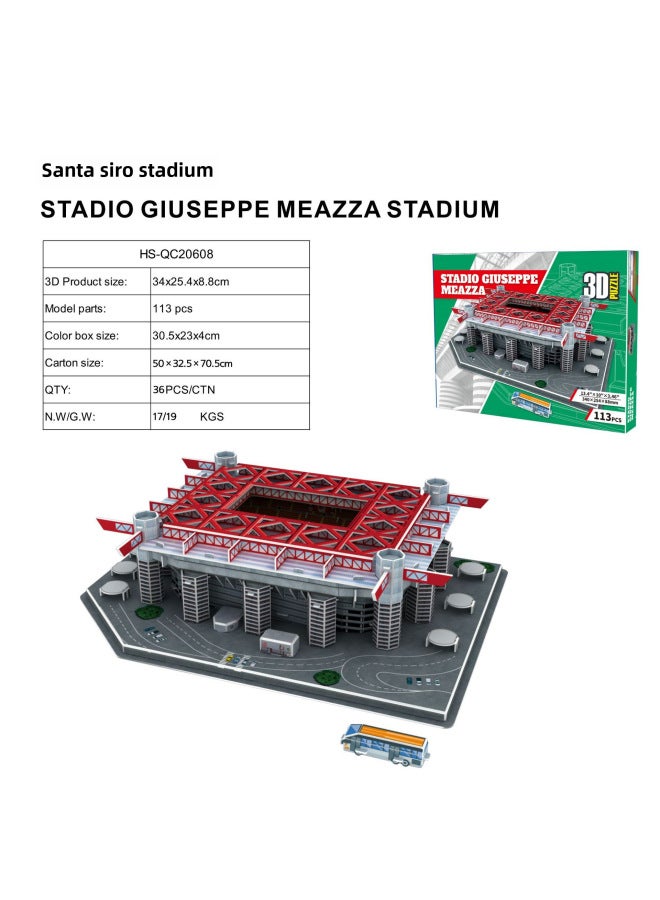 Educational Assembly Football Field Model Barca Real Madrid World Cup Diy 3d Puzzle Toy Handmade Gift-Color:San Siro - Image 1