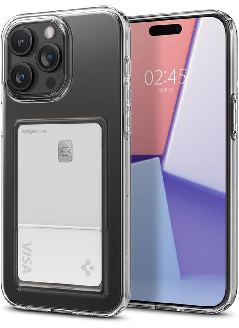 Spigen - Crystal Slot iPhone 15 Pro MAX Case Cover with 1 Card Slot - Crystal Clear - Image 1