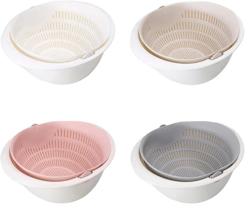 Kitchen Accessories Double Drain Basket Bowl Fruit Vegetables Washing Colanders Tools Spaghetti Drainer(Gray-1) - Image 1